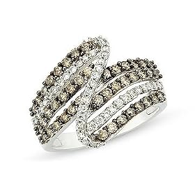 1 Carat Brown and White Diamond 14K White Gold Ring