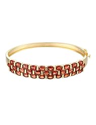 18k Gold Over Sterling Silver Garnet Tapered Bangle Bracelet