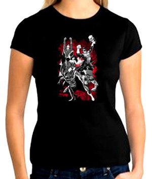  Justice League Juniors Size JLA EXPLOSION Girly Black Superhero T-shirt Tee Shirt