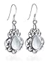 Teardrop Mother of Pearl Vintage Style Sterling Silver French Ear Wire Hook 1" Long Dangle Earrings