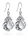 Teardrop Mother of Pearl Vintage Style Sterling Silver French Ear Wire Hook 1" Long Dangle Earrings