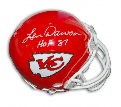 Len Dawson Autographed/Hand Signed Kansas City Chiefs Mini Helmet with HOF 87 Inscription