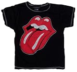 Toddler Kids Decon THE ROLLING STONES Full Print Distressed T Shirt with Contrast Stitching - Black