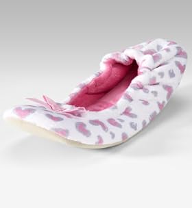 Older Girls' Heart & Leopard Print Slippers