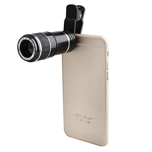 DEALPEAK 12X Phone Camera Lens Kit Manual Focus Telescope Lens for Iphone 6s/6/6 Plus/6s Plus / 5s , Samsung Galaxy S6 / S6 edge/S5, Note 5 /4 ,and More (12X)