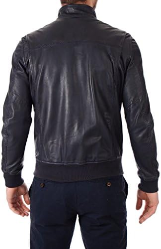 Leather MALL Men's Lambskin Leather Bomber Biker Jacket