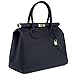 H & S HS 1205 AZ Minerva Made in Italy Leather Navy Structured Top Handle Bag