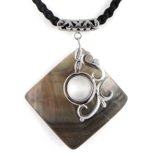 Copper Sleek Filigree With Medium Square Hollow Shell Pendant