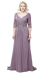 V-neck Chiffon Floor Length Long Sleeves Bridesmaid Dress/Prom Dress/Wedding Party Dress 