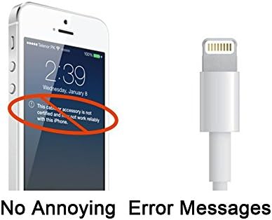 IPhone 6S Cable, AuKe [4-Pack] 3FT 8 Pin Lightning to USB Charging Cable Connector with Authentication Chip Ensures Fast Charging for iPhone 6 6S /6 6S Plus, iPhone 5s/5/5c, iPod mini (White)