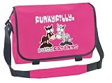 FunkyFilly� Girls Best Friends A4 School Messenger Bag Hot Pink, internal organiser section with 2 zip pockets, key fob, pencil pockets, long adjustable padded shoulder strap, zip closing main compartment. size 41x31x12 cms