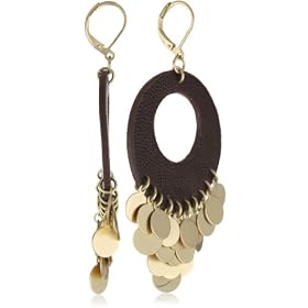 Zara Terez Honeycomb Brown Leather Antiqued Gold Plated Disc