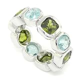 41AIgNE9UxL. SL160  Designer Modern Eternity Ring w/Aqua & Olive CZs.