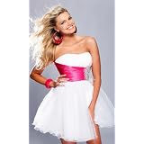 2301 WHITE STRAPLESS SHORT PARTY,PROM DRESS