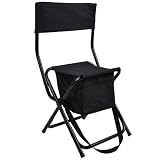 Black Portable Folding Chair 300 lbs Durable 600D Oxford Cloth & Steel Stool Seat Ice Fishing Camping Hunting Outdoor Sport Recreation with Storage Bag Carrying Belt