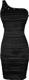 One-Shoulder Beaded Flat Pleated Satin Sheath Dress Cocktail Prom Junior Plus Size