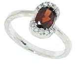 0.81Ct Oval Garnet and Diamond Gemstone Ring in 14Kt White Gold