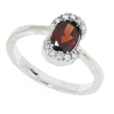 0.81Ct Oval Garnet and Diamond Gemstone Ring in 14Kt White Gold