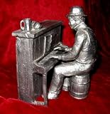 Michael Ricker Pewter Piano New Orleans Jazz Band Sign