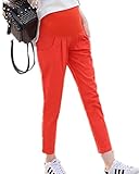 【TPGROWIN】 マタニティウェア パンツ スキニーパンツ 妊婦 妊婦服 九分丈 綿麻 レギンス ズボン ボトムス ウエストゴム ストレッチ チノパンツ 全6色 (XL, オレンジ)