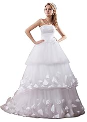 Strapless Tiered Lace Beaded Taffeta/Tulle Floor Length  Dress