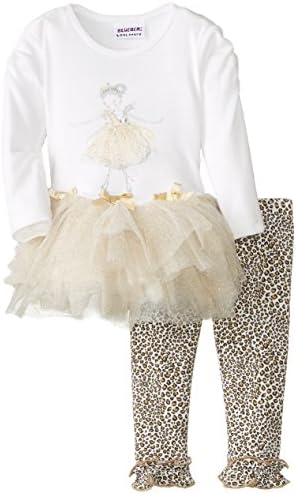 Blueberi Boulevard Baby Girls' Cream Tutu Dress with Legging, Cream, 24 Months