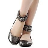 Darby13 Jewel Chained Ankle Cuff Flats PEWTER