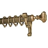 IMAGE OF Harome Designs Emerald Finial Complete Curtain Rod Hardware Set 4Ft Wood Pole Antique Bronze