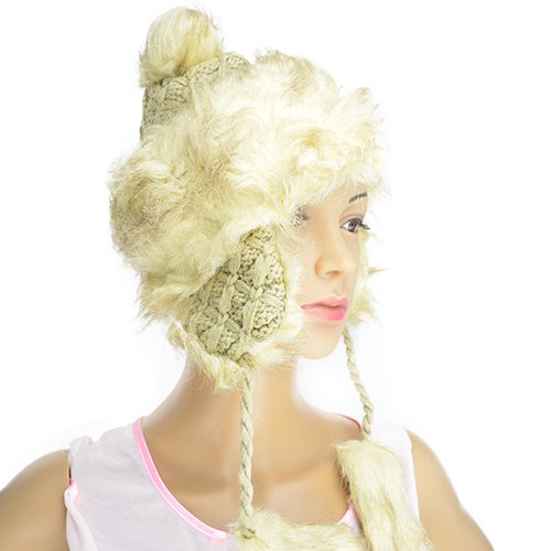 Damen Fellmütze Beige Chapka Trappermütze