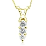 14k Yellow Gold 3-Stone Diamond Pendant Necklace (GH, I1-I2, 0.25 carat)