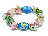 Beautiful Multi Flower Glass Beads Stretch Bracelet Fashion Jewelry