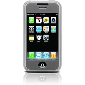 yooZoo Silicone Skin Case for Apple iPhone (1G) 8GB and 16GB, with Screen Protector - Fog White
