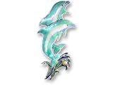Clearly Charming Dolphins with Pearl Sterling Silver & Enamel Pin