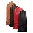 Luxury Lane Women's Cashmere Lined Lambskin Leather Ruched Gloves in Black, Chocolate, Tobacco, or Red