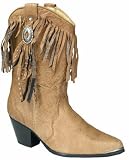 American West Ladies' 10 Inch Studded Fringe Boot In Tan