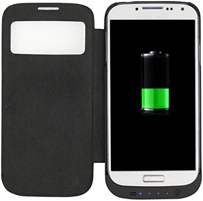 3200mAh Portable External Backup Battery Charger Power Bank Case + Leather Flip Cover with Kickstand for Samsung Galaxy S4 i9500