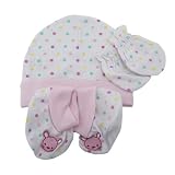 Ensemble de cadeau pour bébé fille, comprenant chapeau, moufles et bottines à motif points