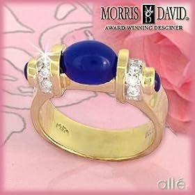 14K East/West Sapphire & Diamond Cabochon Band by 