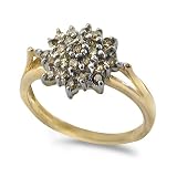 9ct Yellow Gold Ladies Flower Shape Cluster Ring Set With 05ct Of Champagne Diamonds Size N