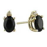 Black Onyx and Diamond Stud Earrings in 14K Yellow Gold