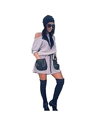 Bateau Neck Cotton/Leather Off the Shoulder  Dress