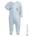 Max and Tilly Baby Boy Winter Wonders Soft Cotton Pale Blue Striped Babygrow size 0-3 months