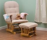 Saplings Deluxe Gliding Chair with Footstool - Finished in Cream Fabric