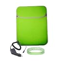 Green - Orange Amazon Kindle DX Reversible Carrying Sleeve + Black Rapid Kindle DX Car Charger + Live*Laugh*Love Wrist Band!!! (Kindle DX Not Included)