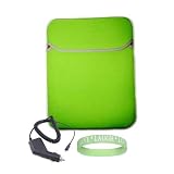 Green - Orange Amazon Kindle DX Reversible Carrying Sleeve + Black Rapid Kindle DX Car Charger + Vangoddy tm, Live*Laugh*Love wrist band!!! (Kindle DX Not Included)