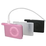 EFORCITY Premium 3 Piece Silicone Skin Case Set for Apple 2nd Generation Shuffle, Pink / Clear / Black