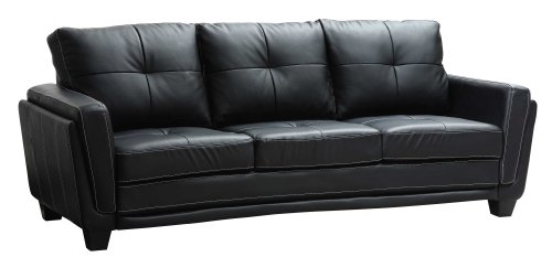Homelegance 9701BLK-3 Dwyer Sofa, Black Vinyl Fabric On Sale