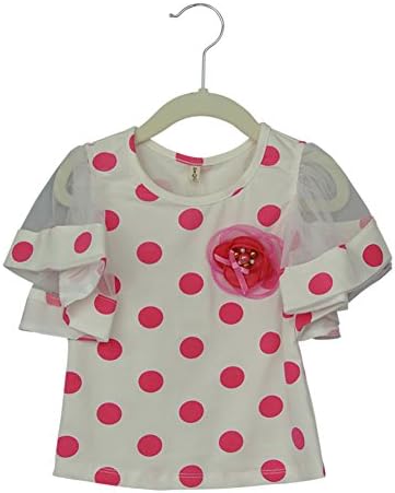 Polka Dot Tops with Flower Pin (4T, Pink)