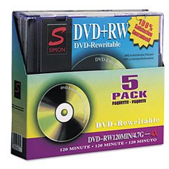 DVD+RW Discs, 4.7GB, 4x, w/Jewel Cases, 25/box