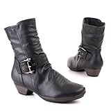 Damen Schuhe, STIEFELETTEN, WARM GEFÜTTERT, 32-1901A, Synthetik in hochwertiger Leder Optik, Schwarz, Gr 37